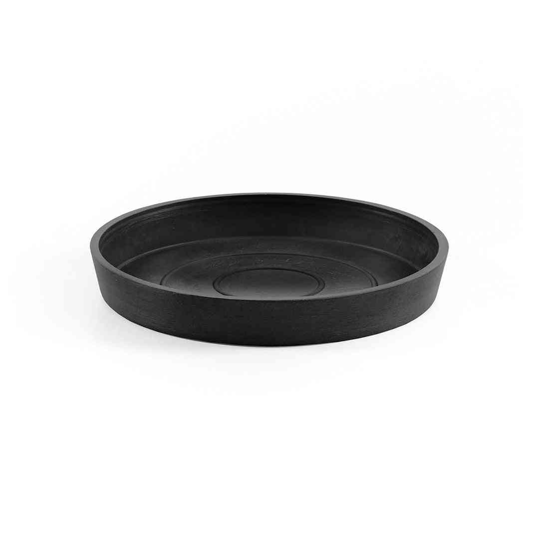 Чинийка за саксия Ecopots Saucer Round 15 Dark Grey с кръгла форма и тъмносив цвят, идеална за стайни растения и кашпи Ecopots.