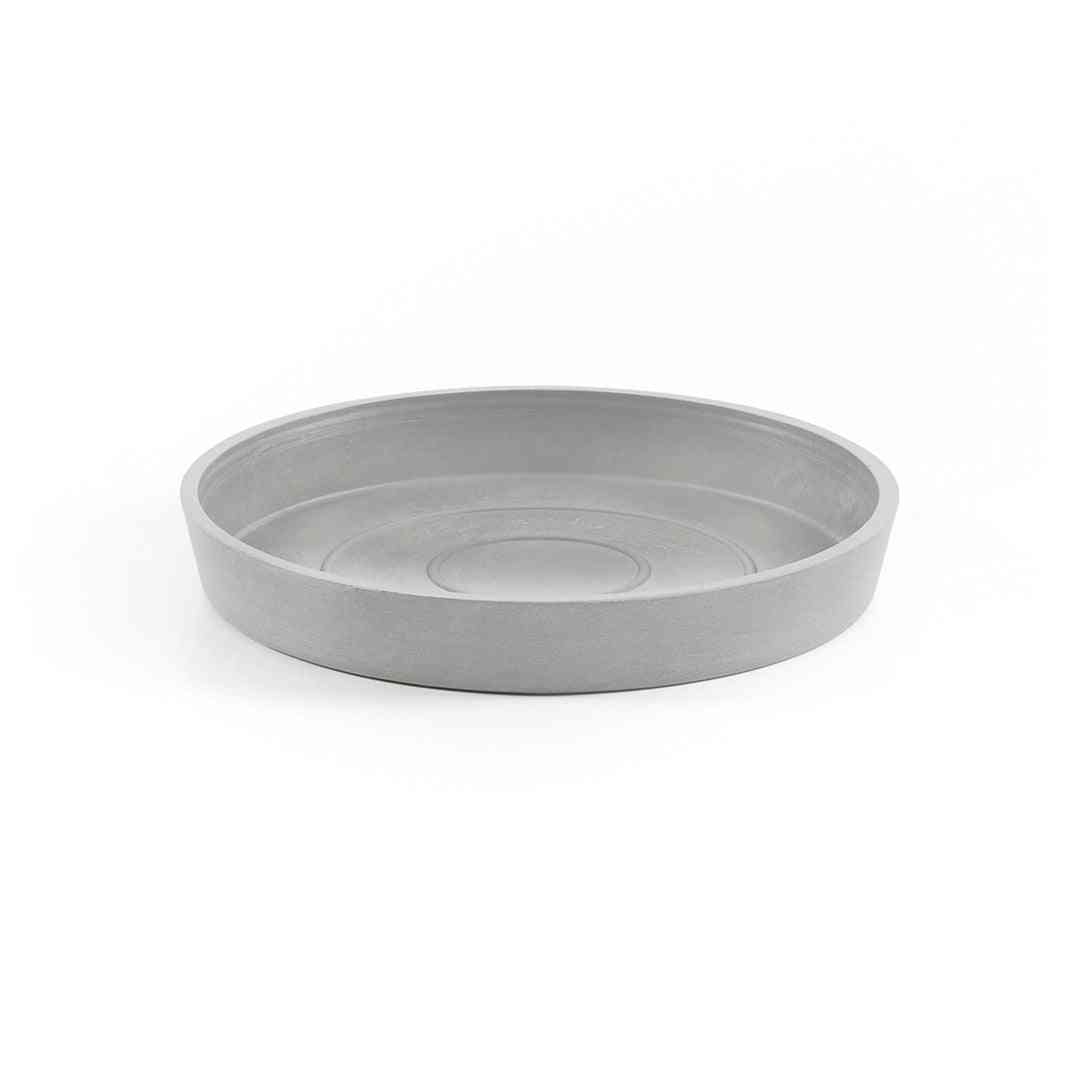 Чинийка за саксия Ecopots Saucer Round 15 White Grey с кръгла форма и модерен светлосив цвят, подходяща за стайни растения и кашпи Ecopots.