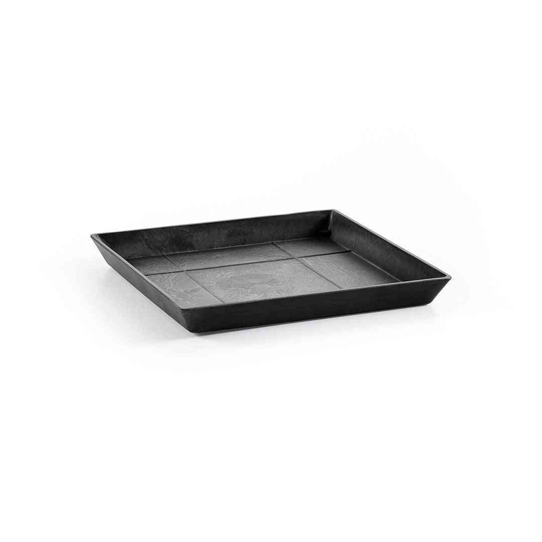Квадратна чинийка - Ecopots Saucer Square 30 Dark Grey в тъмен сив цвят, подходяща за кашпи и стайни растения, устойчива и стилна.