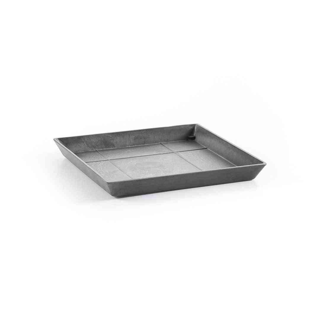 Квадратна чинийка - Ecopots Saucer Square 30 Grey в сив цвят, подходяща за кашпи и стайни растения, изработена от устойчив материал