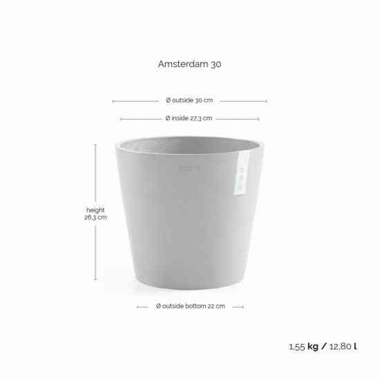 Ecopots Amsterdam 30 White Grey + Water Reservoir