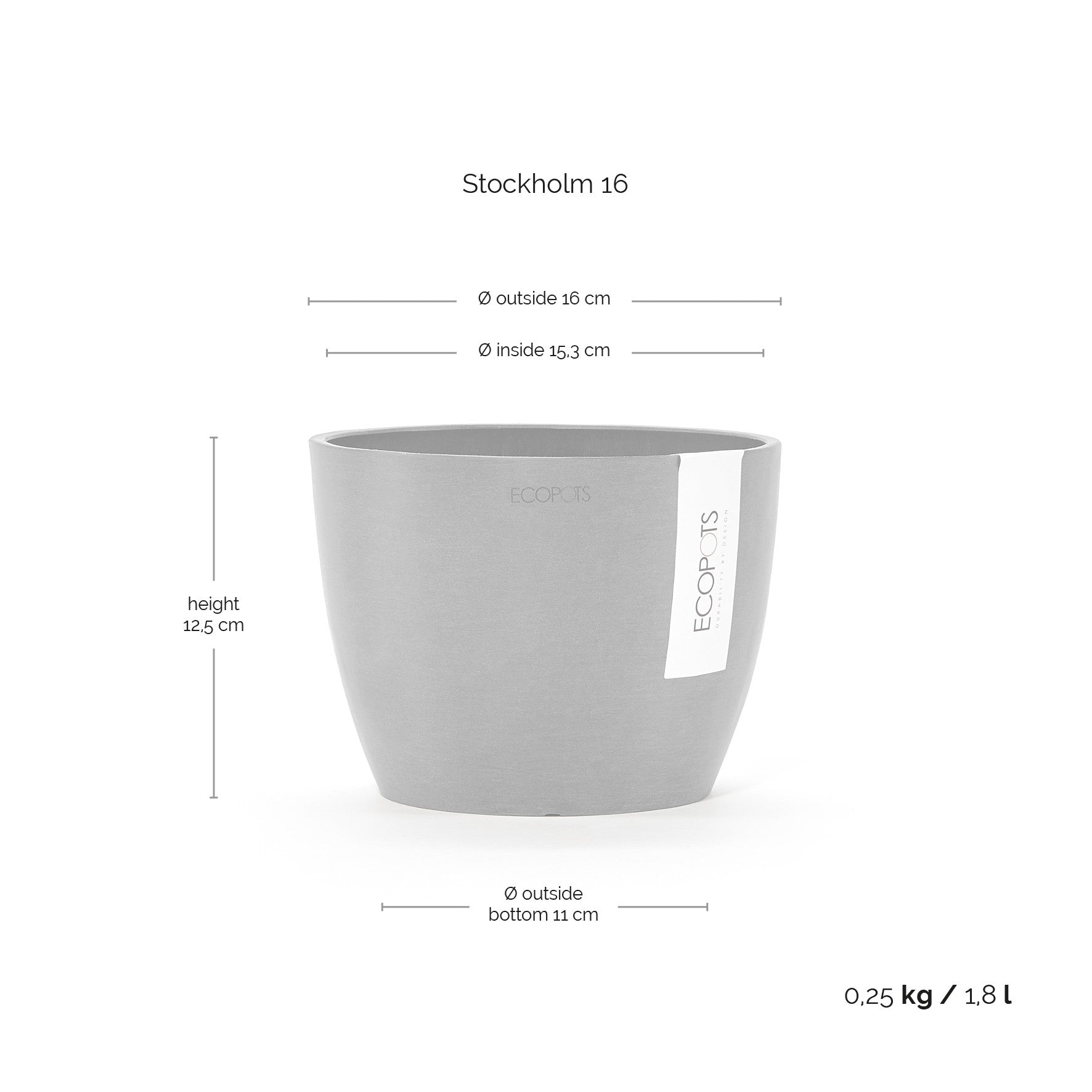 Ecopots Stockholm 16 Tаupe