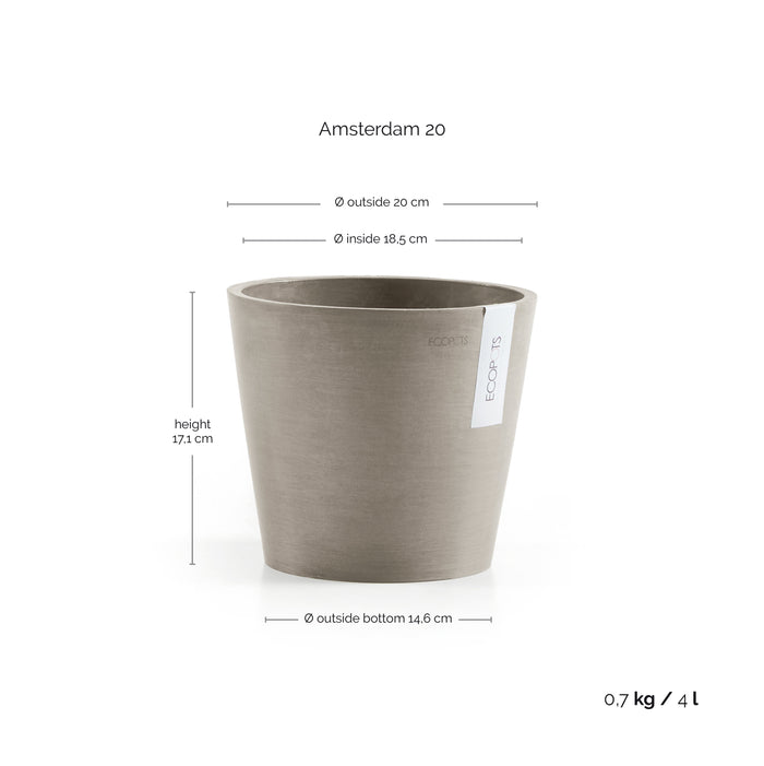 Ecopots Amsterdam 20 Taupe + Water Reservoir
