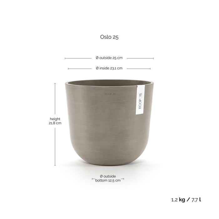 Ecopots Oslo 25 Taupe + Water Reservoir