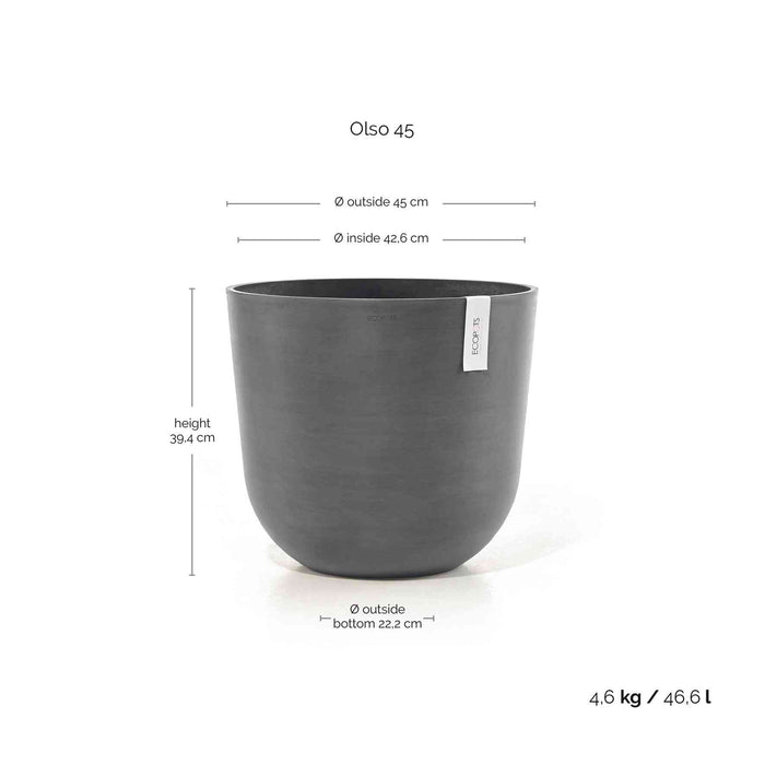 Ecopots Oslo 45 Grey + Water Reservoir