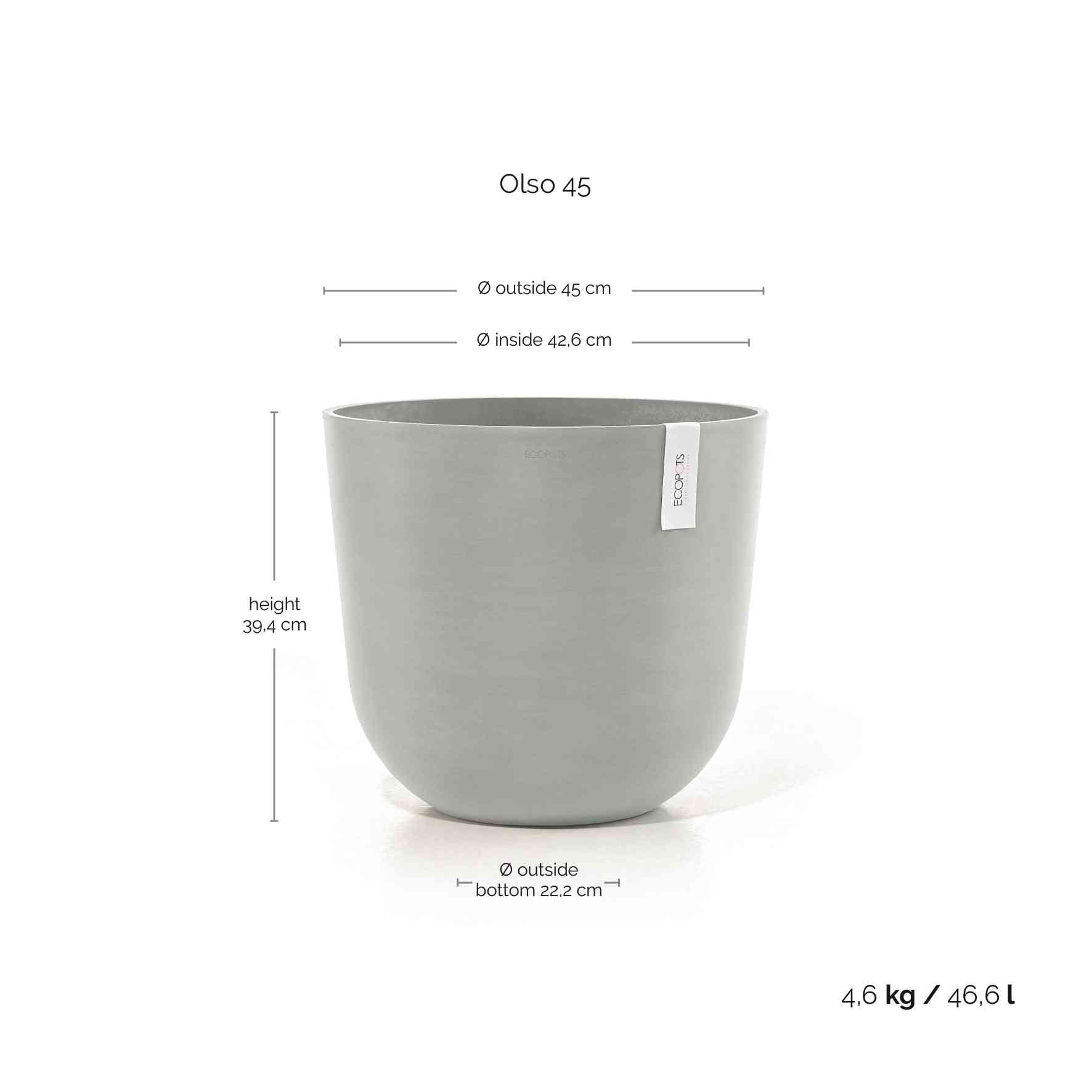 Ecopots Oslo 45 White Grey + Water Reservoir