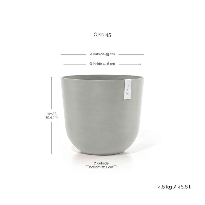 Ecopots Oslo 45 White Grey + Water Reservoir
