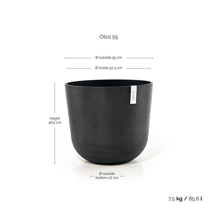 Ecopots Oslo 55 Dark Grey + Water Reservoir