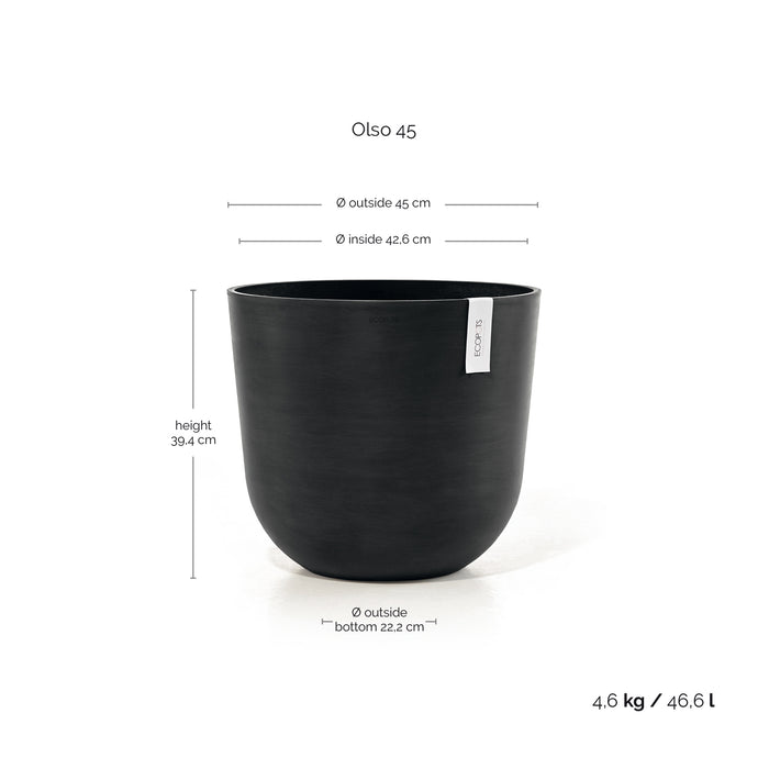Ecopots Oslo 45 Dark Grey + Water Reservoir