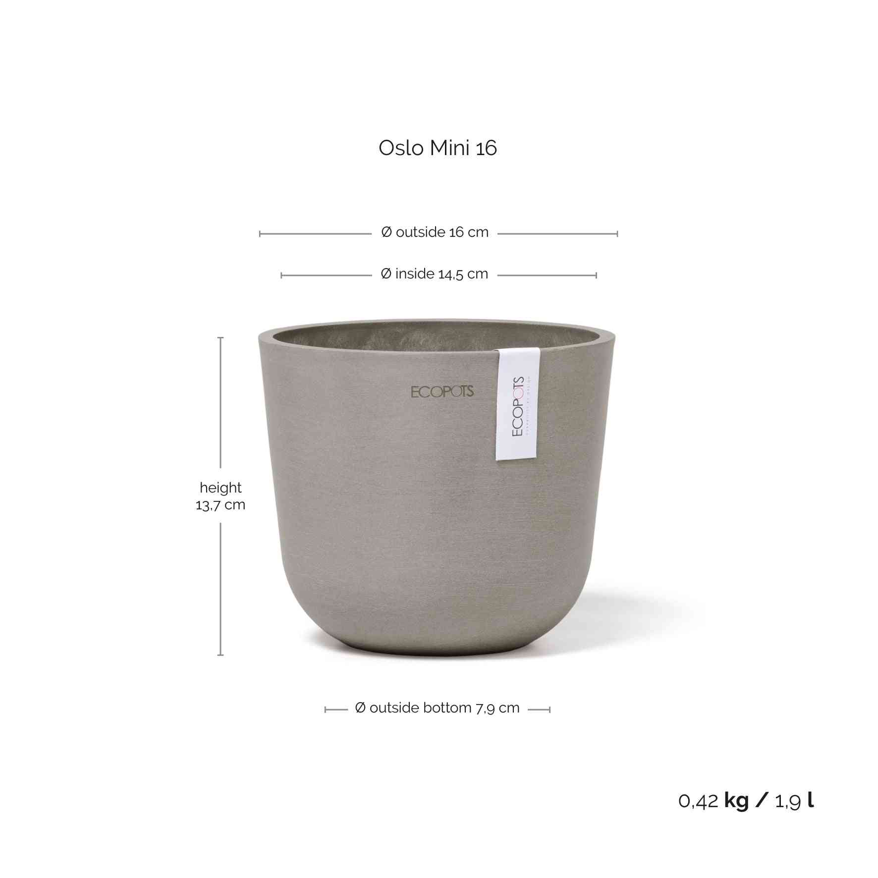 Ecopots Oslo Mini 16 Taupe