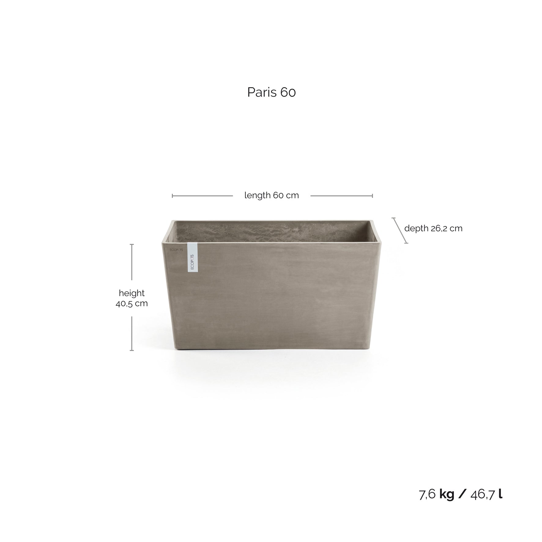 Ecopots Paris 60 Taupe
