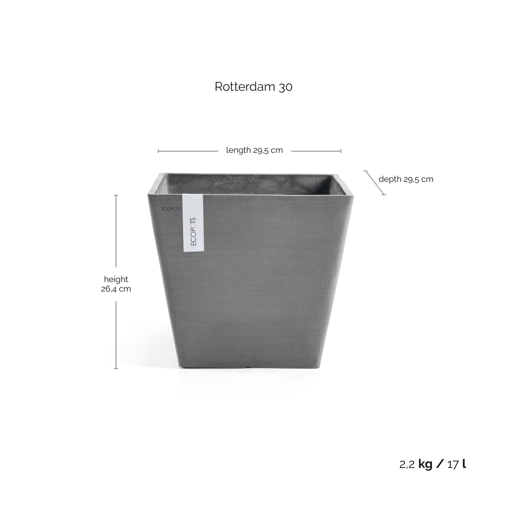 Ecopots Rotterdam 30 Grey