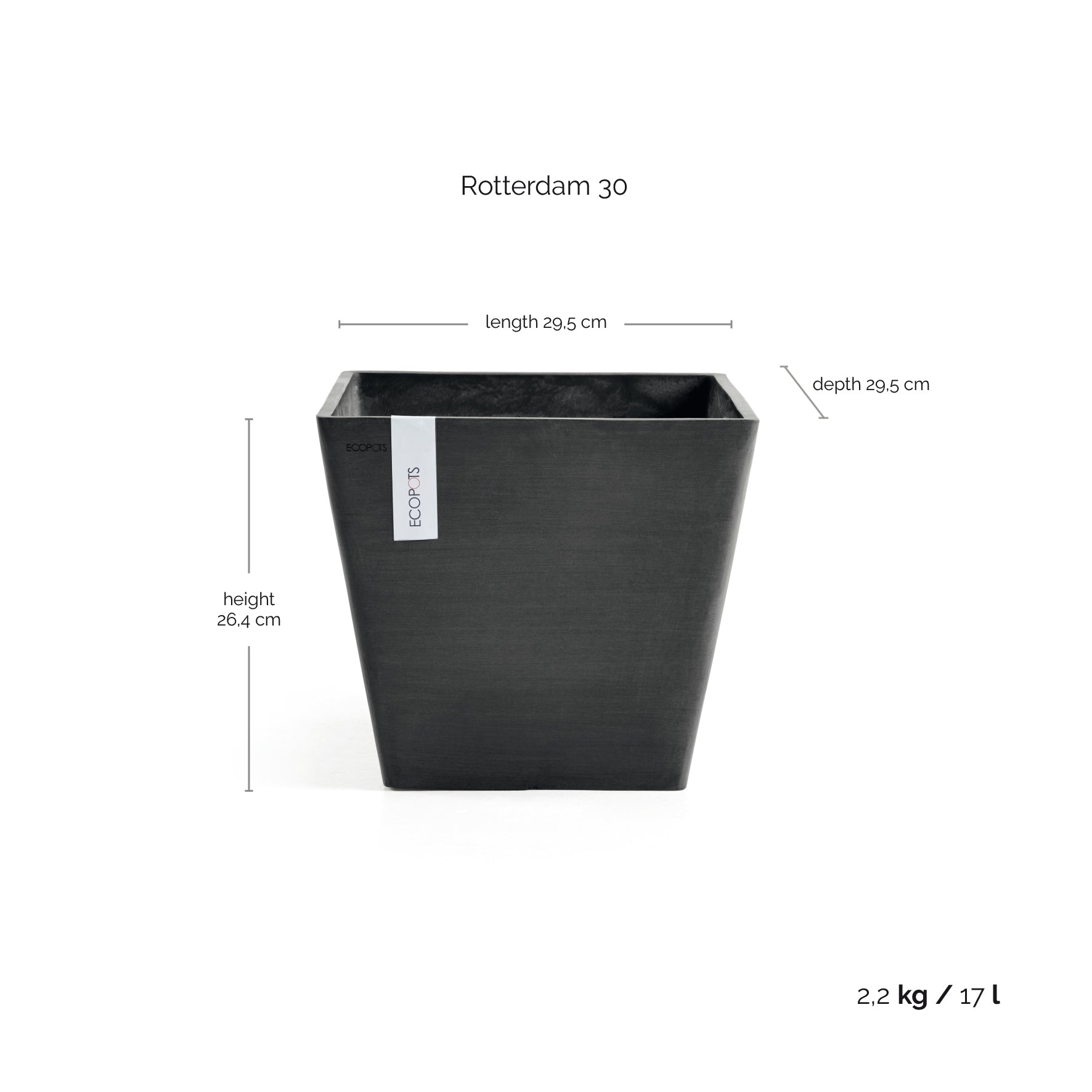Ecopots Rotterdam 30 Dark Grey