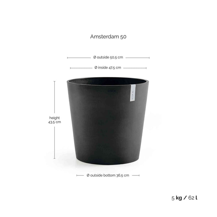Ecopots Amsterdam 50 Dark Grey + Water Reservoir