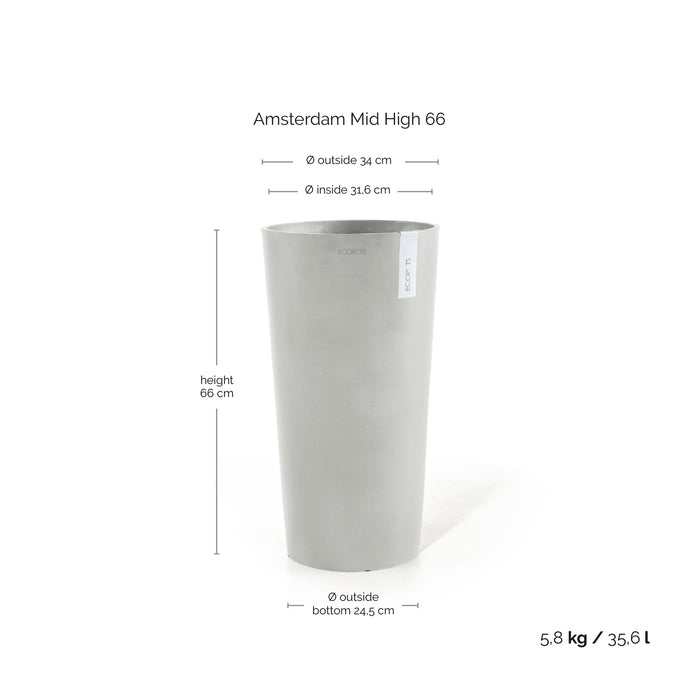 Ecopots Amsterdam High 66 White Grey