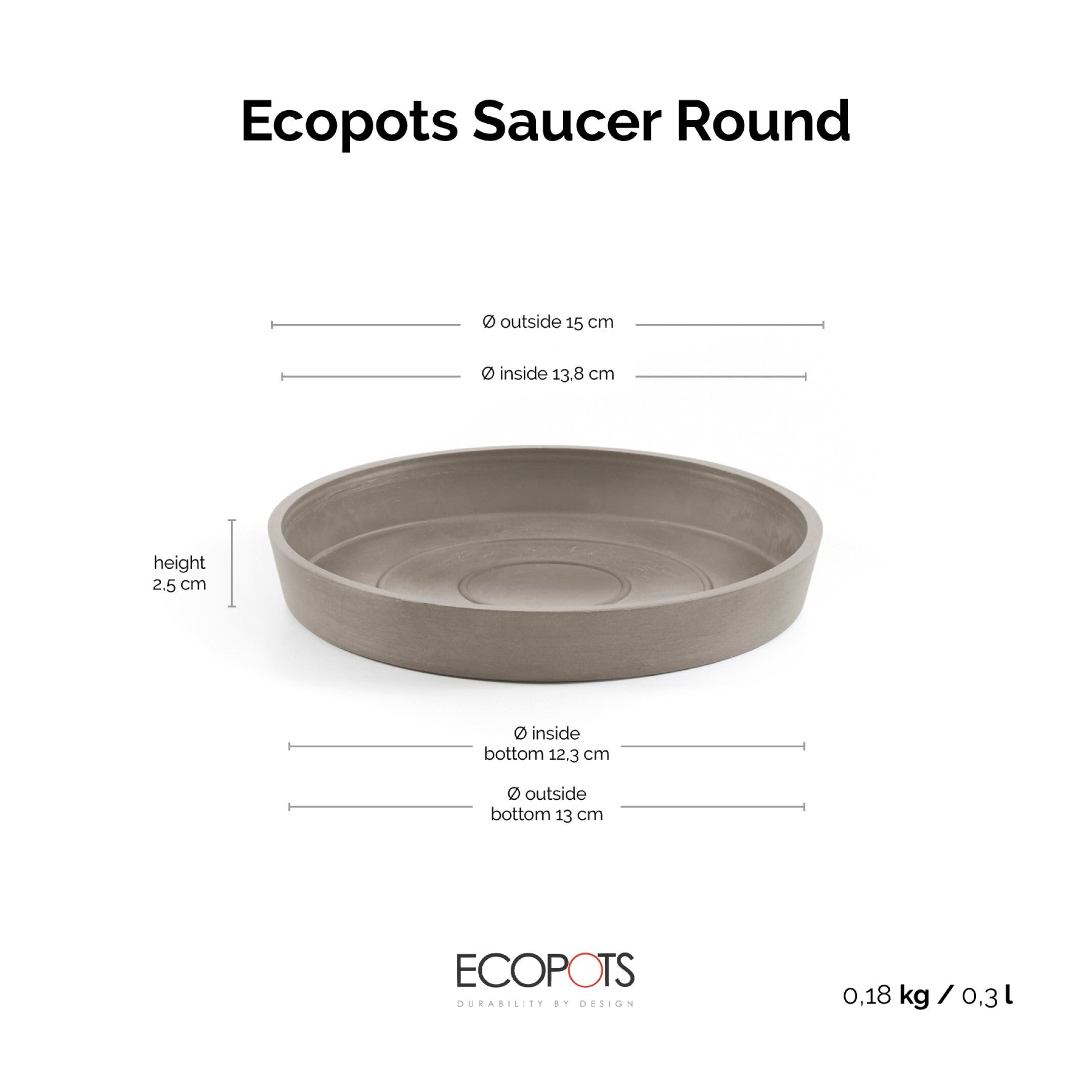 Чинийка Ecopots Saucer 15 Taupe