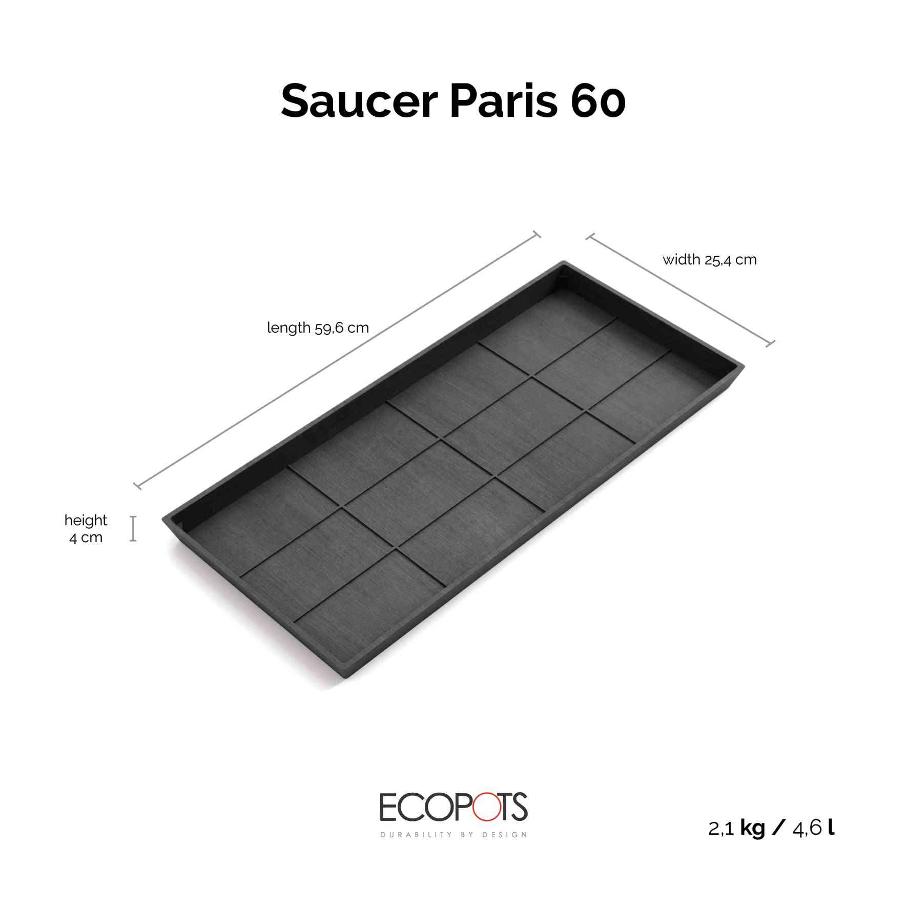 Чинийка Ecopots Saucer 60 Dark Grey