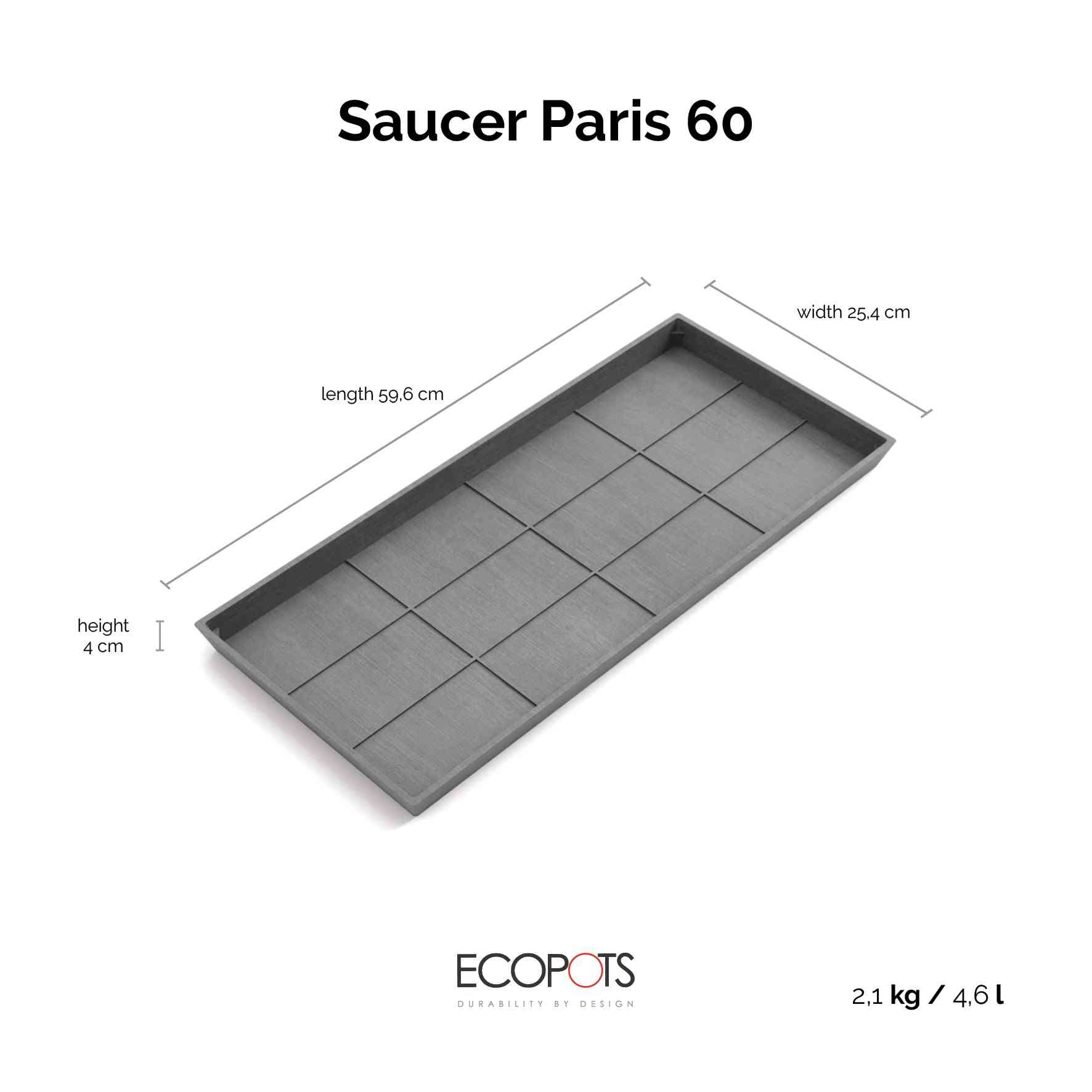 Чинийка Ecopots Saucer 60 Grey