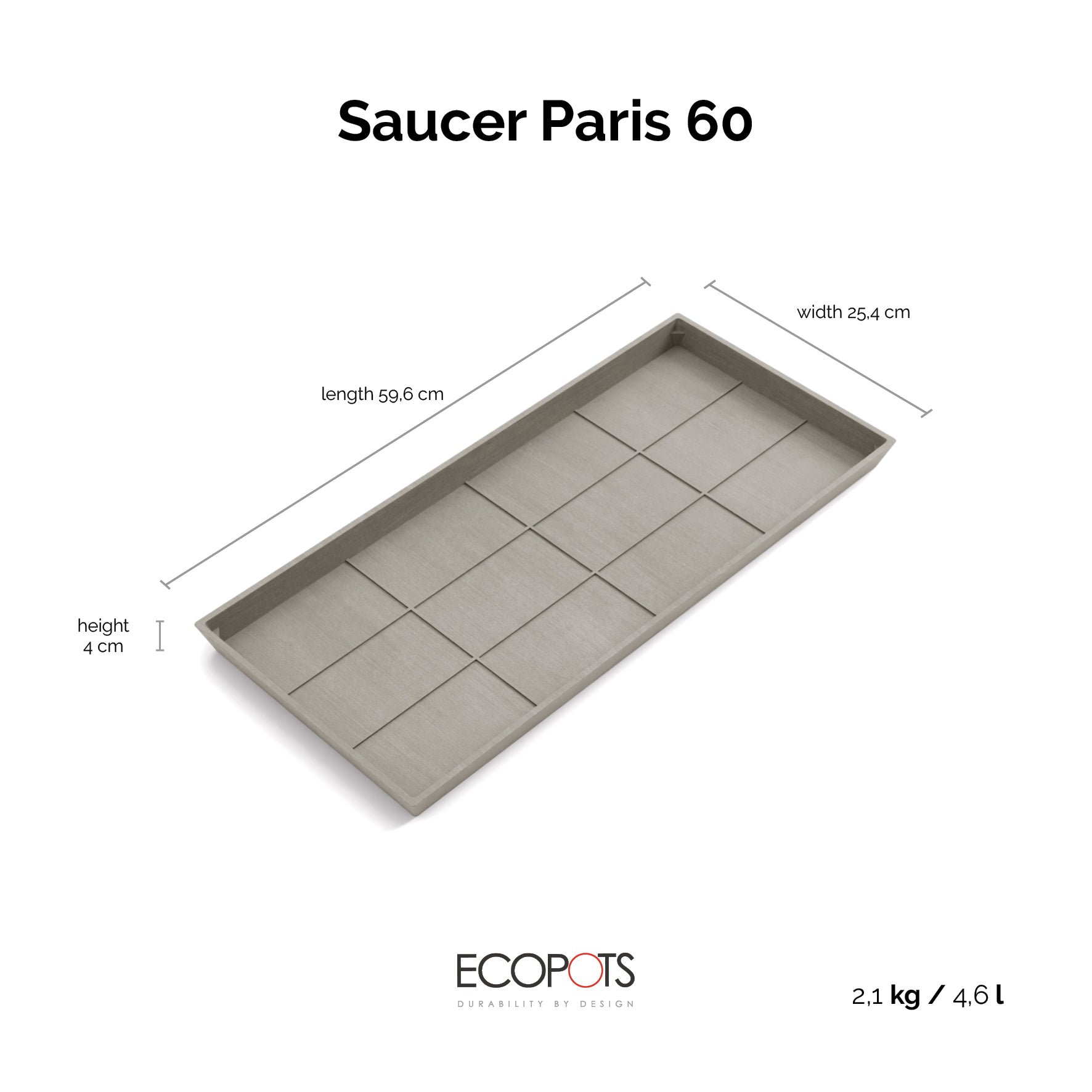 Чинийка Ecopots Saucer 60 Taupe