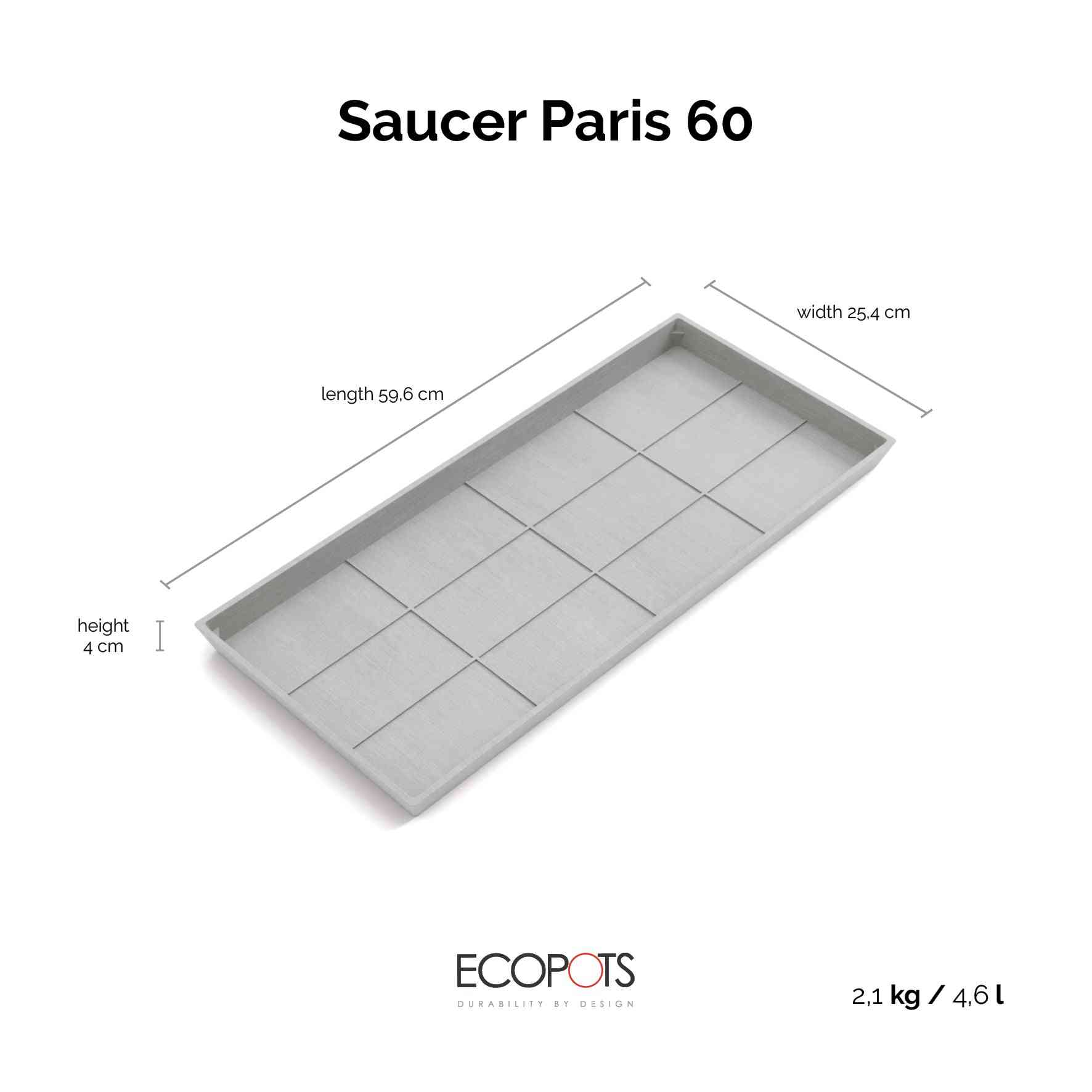 Чинийка Ecopots Saucer 60 White Grey