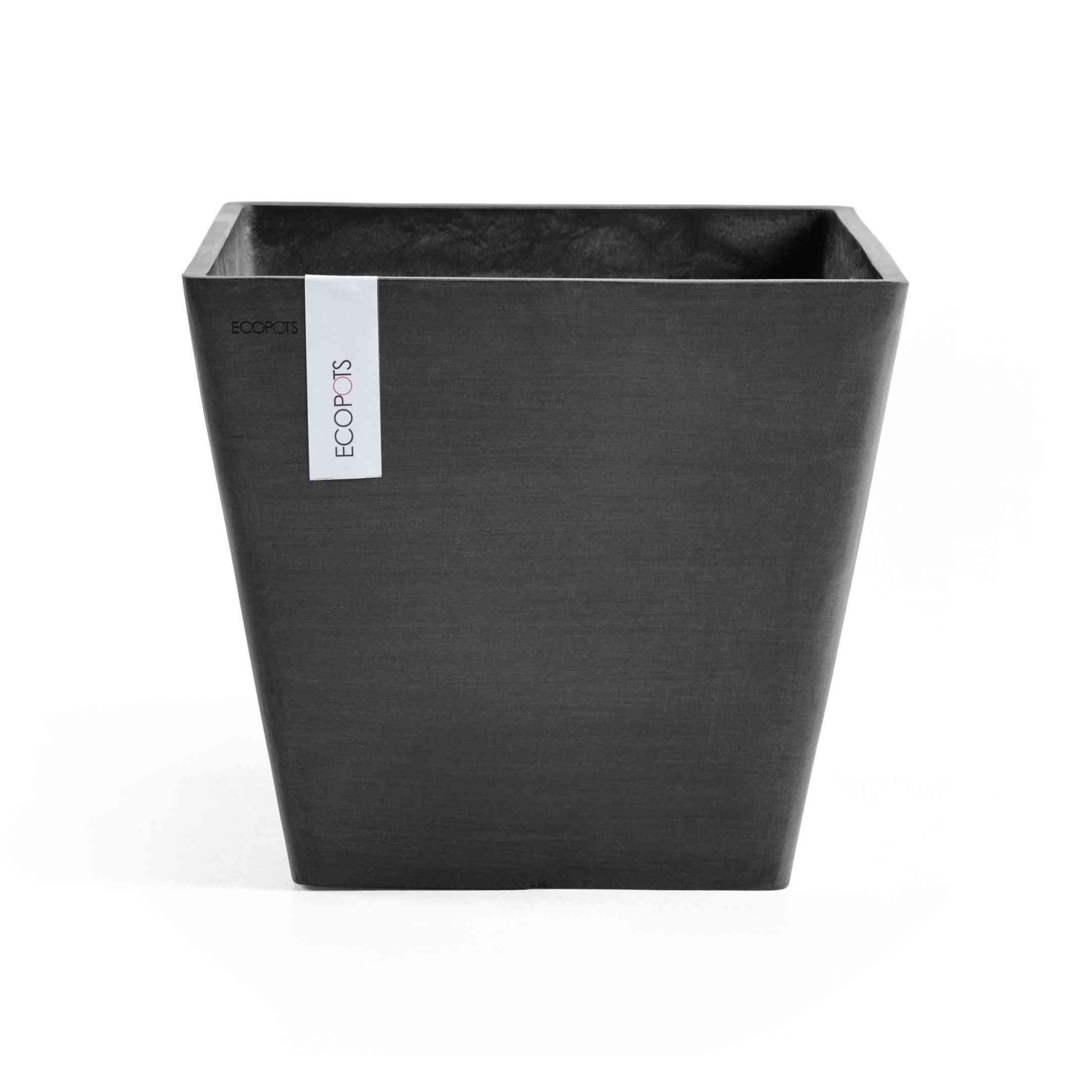 Кашпа Ecopots Rotterdam 30 Dark Grey с модерен квадратен дизайн, подходяща за стайни растения и екологично озеленяване.
