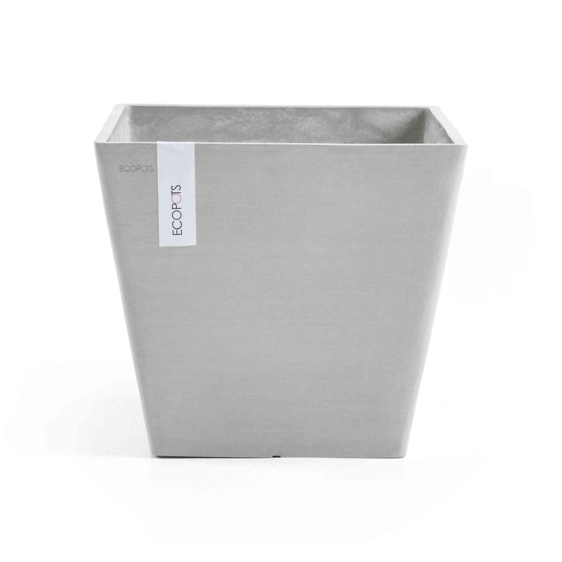 Кашпа Ecopots Rotterdam 30 White Grey с модерен квадратен дизайн, подходяща за стайни растения и екологично озеленяване.