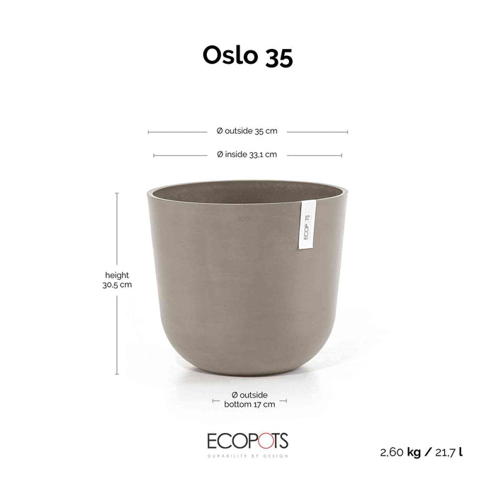 Ecopots Oslo 35 Taupe + Water Reservoir