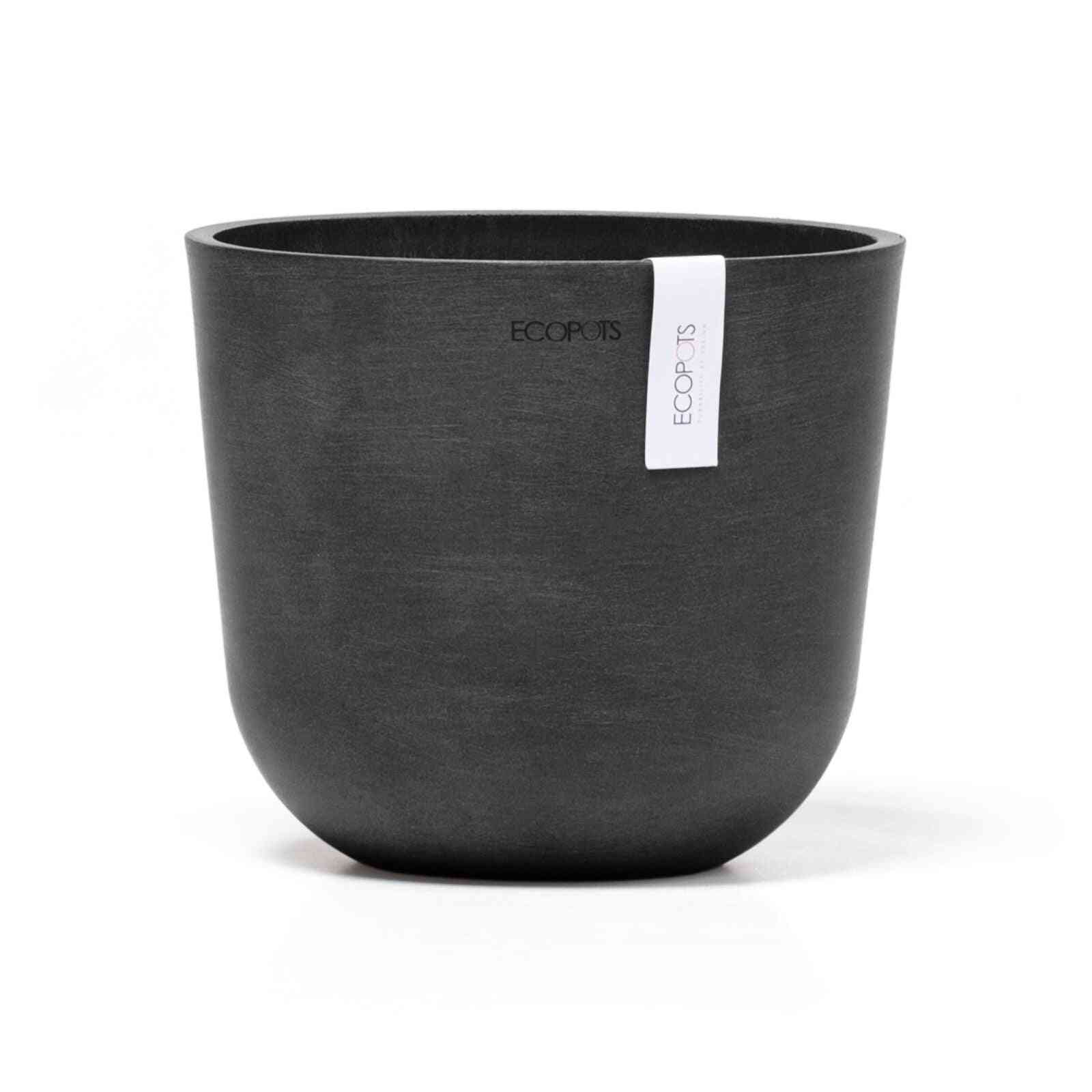 Кашпа Ecopots Oslo Mini 19 Dark Grey с елегантен матов завършек, подходяща за стайни растения и екологично озеленяване.