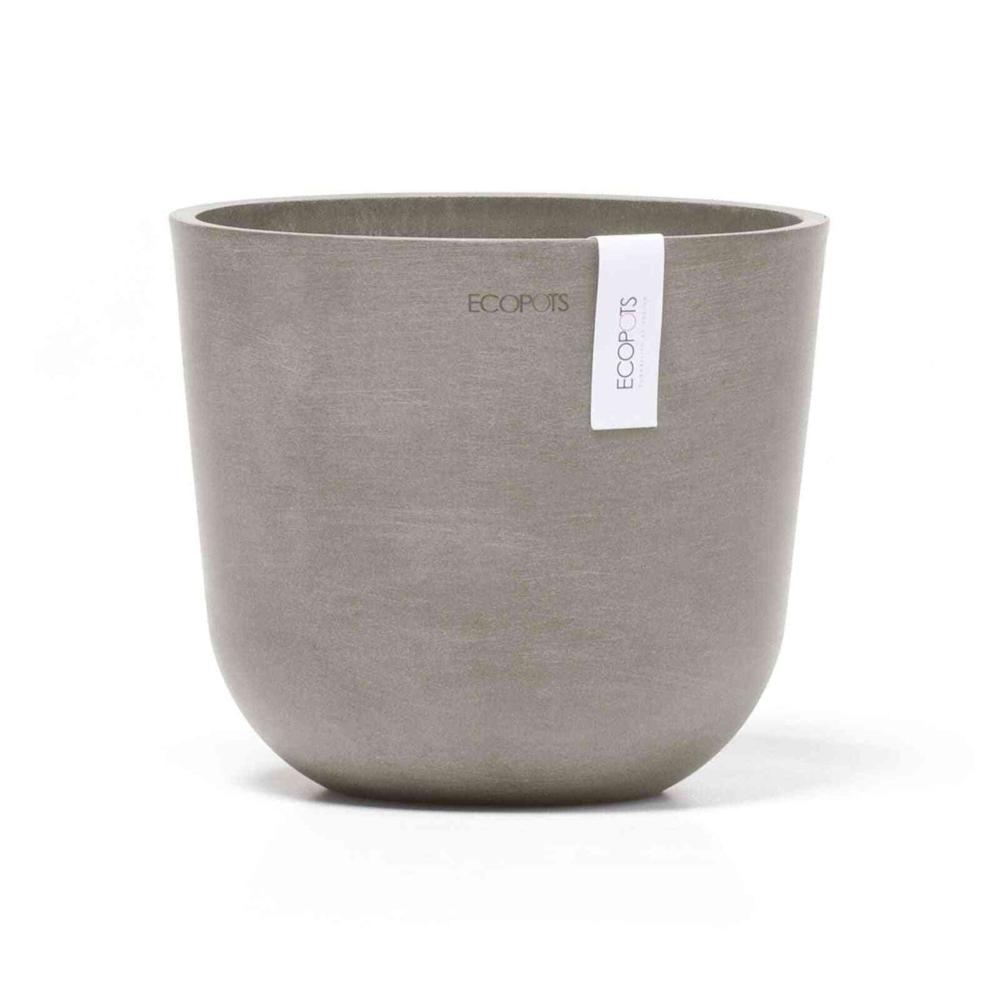 Кашпа Ecopots Oslo mini 19 Taupe с елегантен матов финиш, идеална за стайни растения и устойчиво озеленяване на дома.