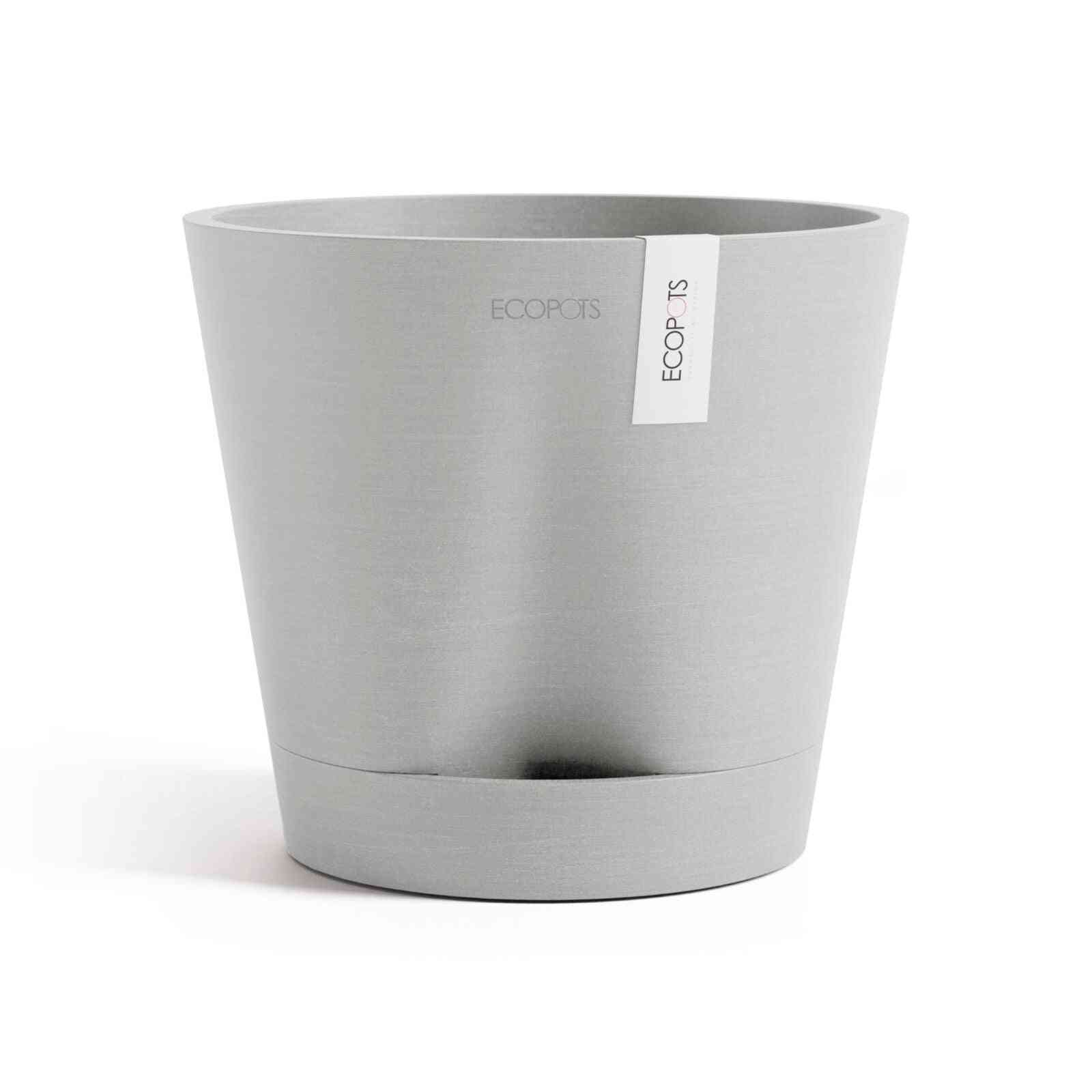 Кашпа Ecopots Venice 2 20 White Grey с модерен дизайн в бяло-сиво, подходяща за стайни растения и екологично озеленяване.