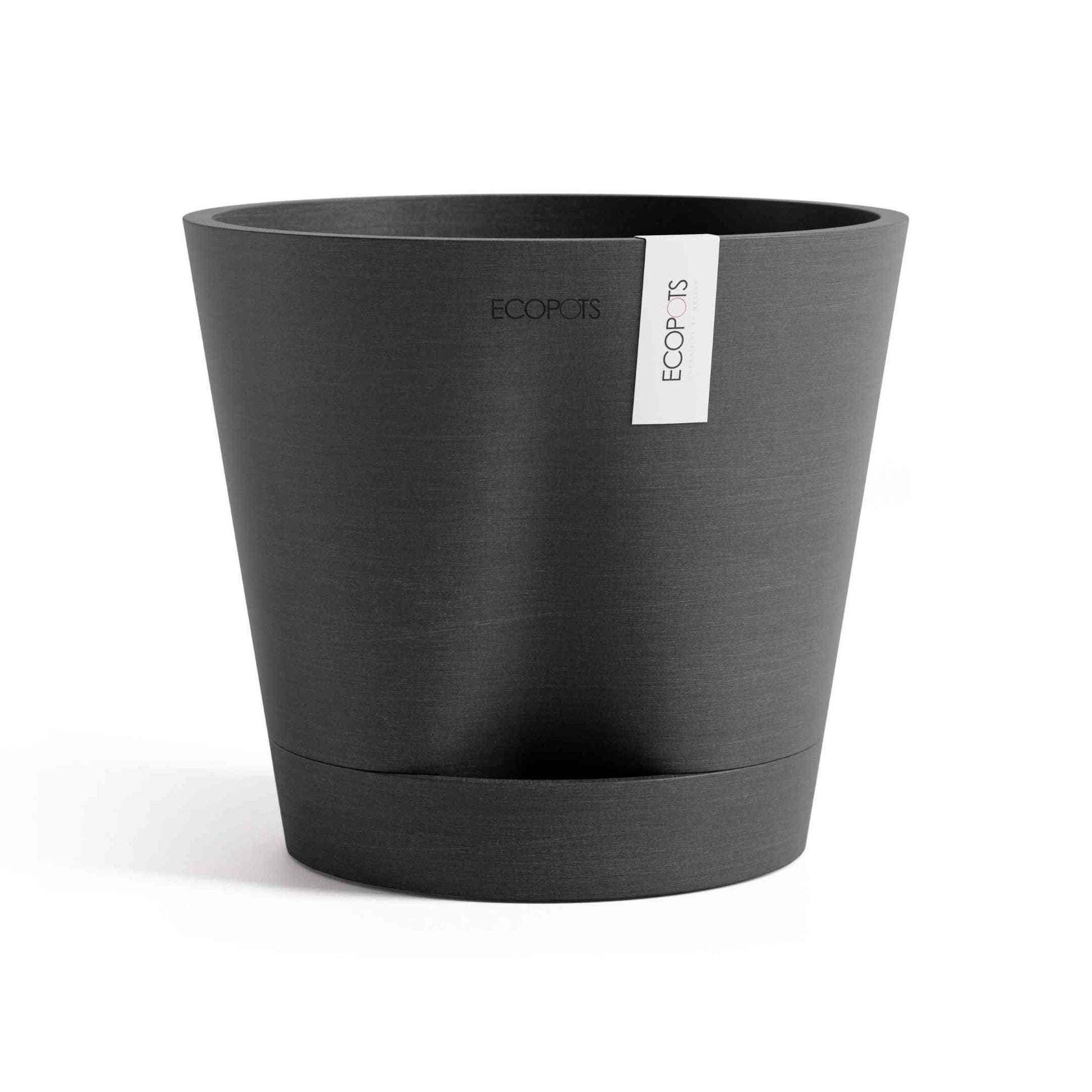 Кашпа Ecopots Venice 2 20 Dark Grey с елегантен тъмносив дизайн, подходяща за стайни растения и екологично озеленяване.