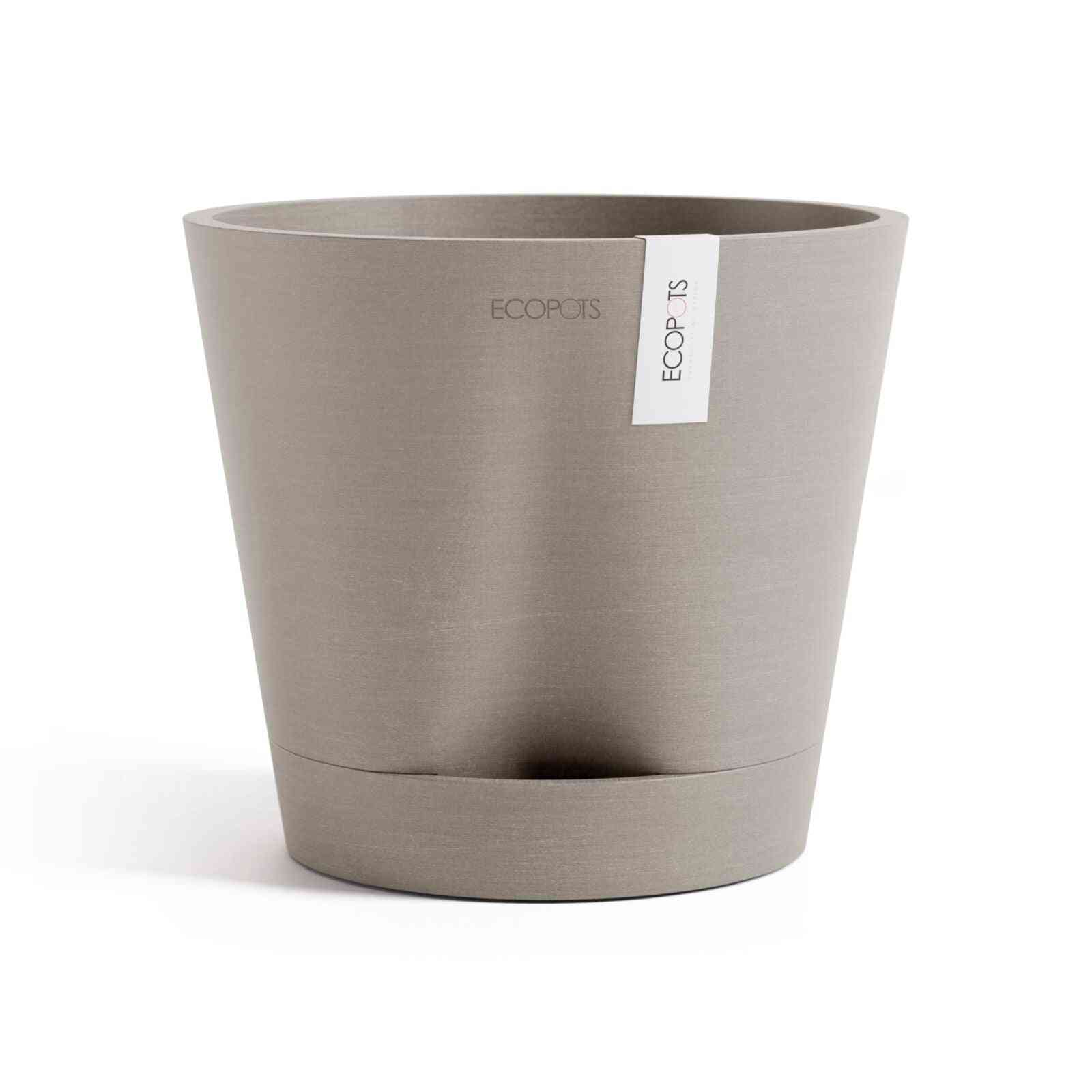 Кашпа Ecopots Venice 2 20 Taupe с модерен дизайн в цвят таупе, подходяща за стайни растения и еко интериори.