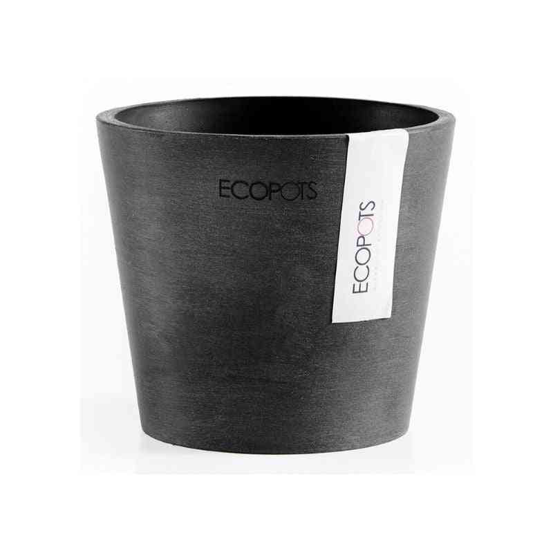 Еко саксия Ecopots Amsterdam Mini 10,5 с тъмен сив цвят за стайни растения