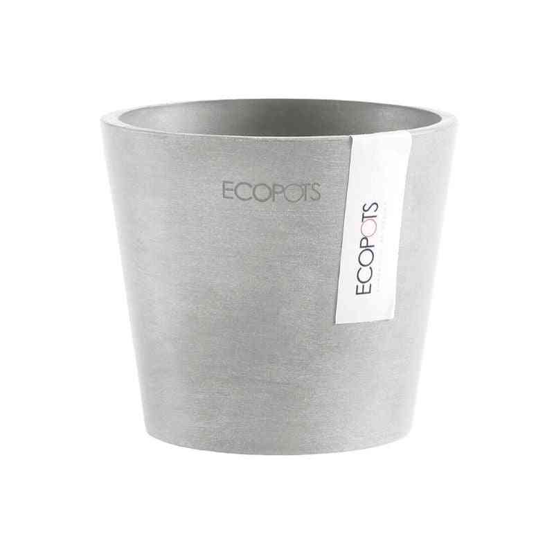 Еко саксия Ecopots Amsterdam Mini 10,5 бяла с сива